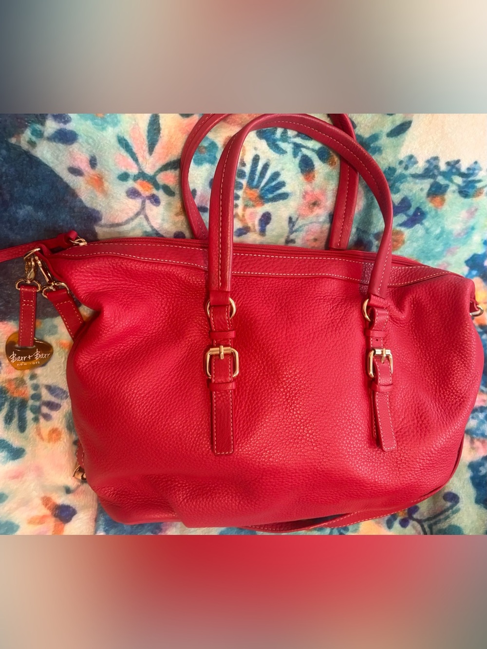 Barr & Barr beautiful Red Leather Tote Bag Purse- Gold Hardware -like new
